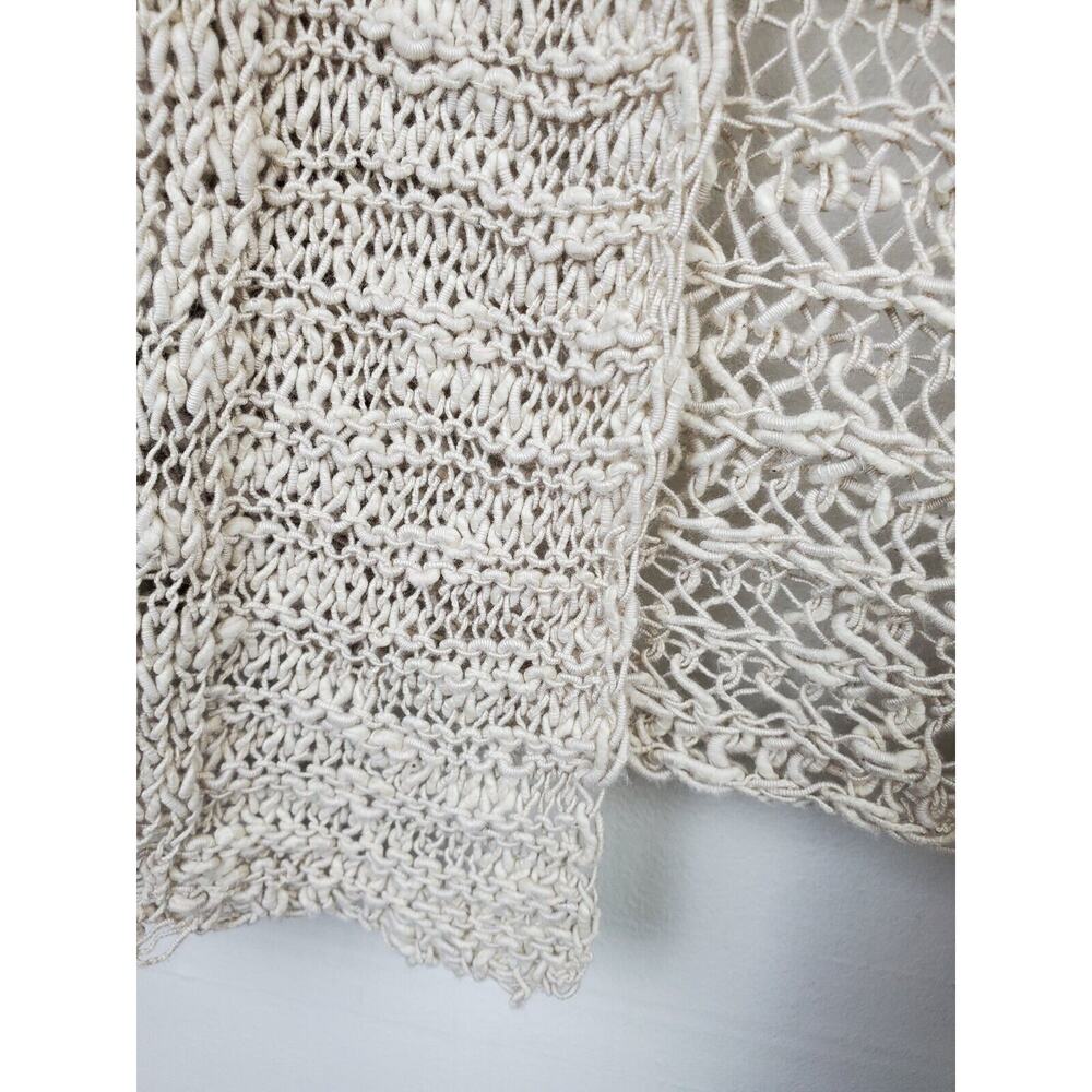 LUCKY BRAND Womens Small Open Front Cardigan Sweater Ivory Crochet Bohemian Boho - Picture 3 of 9